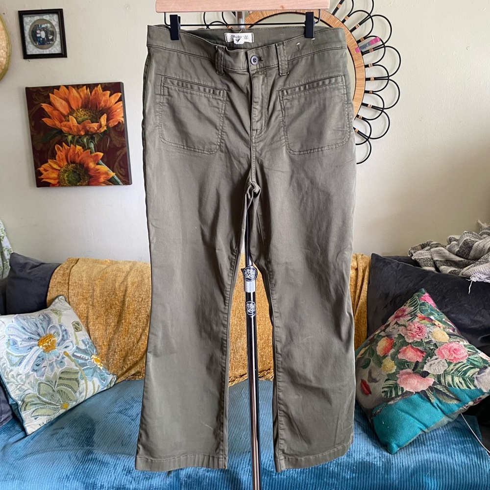 Madewell Mid-Rise Kick Out Jeans Olive Green Size 31 - Picture 17 of 17